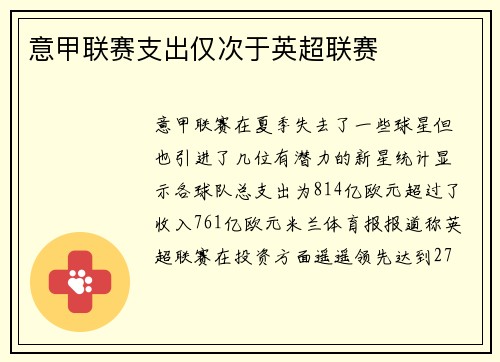 意甲联赛支出仅次于英超联赛